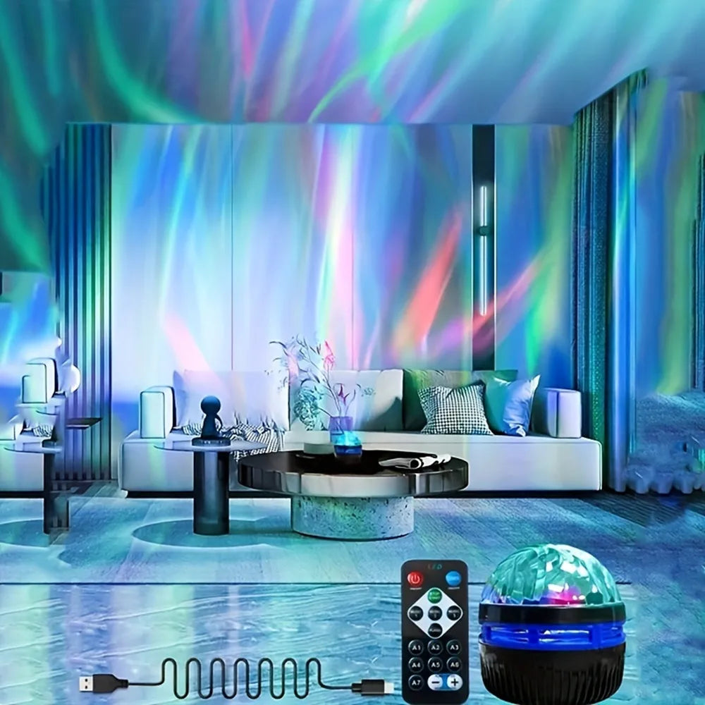 Projecteur d’Étoiles Aurore Boréale | Lampe Galaxy Ciel Étoilé Rotatif + Télécommande
