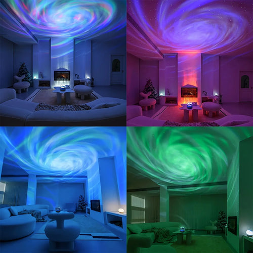 Projecteur d’Étoiles Aurore Boréale | Lampe Galaxy Ciel Étoilé Rotatif + Télécommande