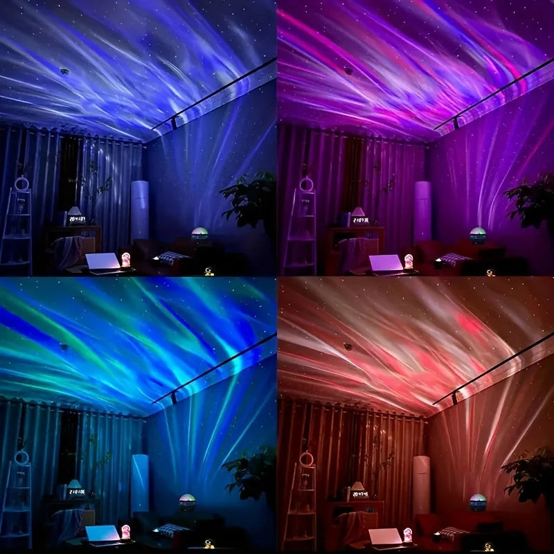 Projecteur d’Étoiles Aurore Boréale | Lampe Galaxy Ciel Étoilé Rotatif + Télécommande