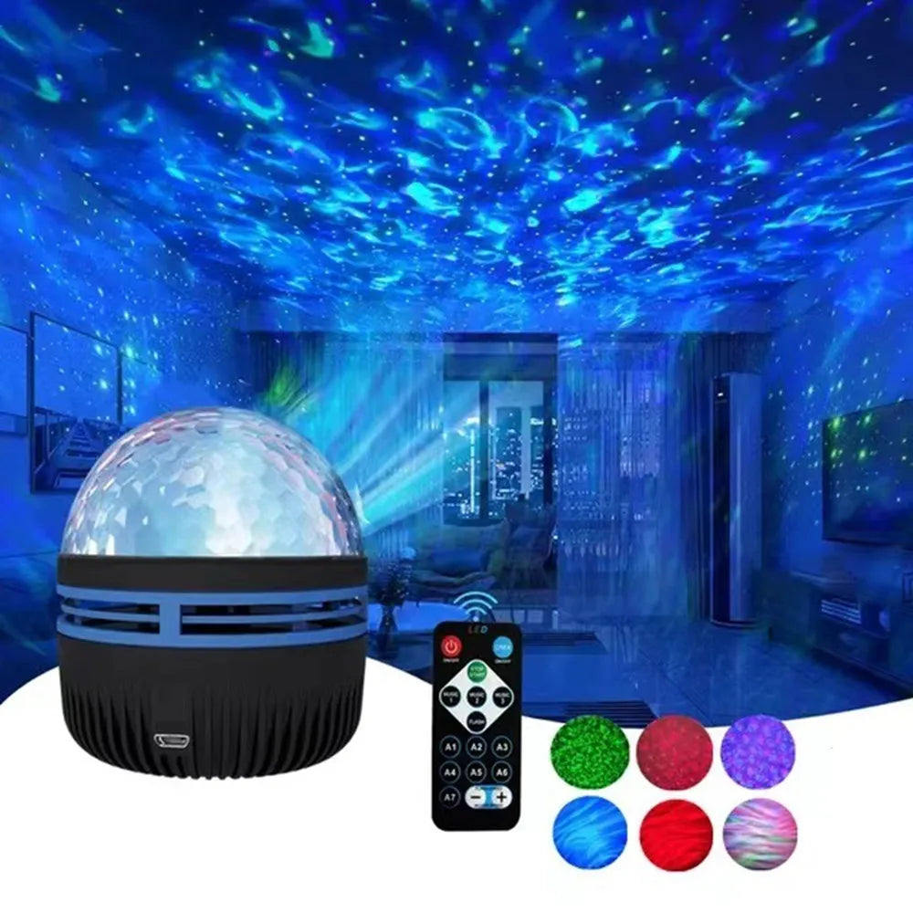 Projecteur d’Étoiles Aurore Boréale | Lampe Galaxy Ciel Étoilé Rotatif + Télécommande