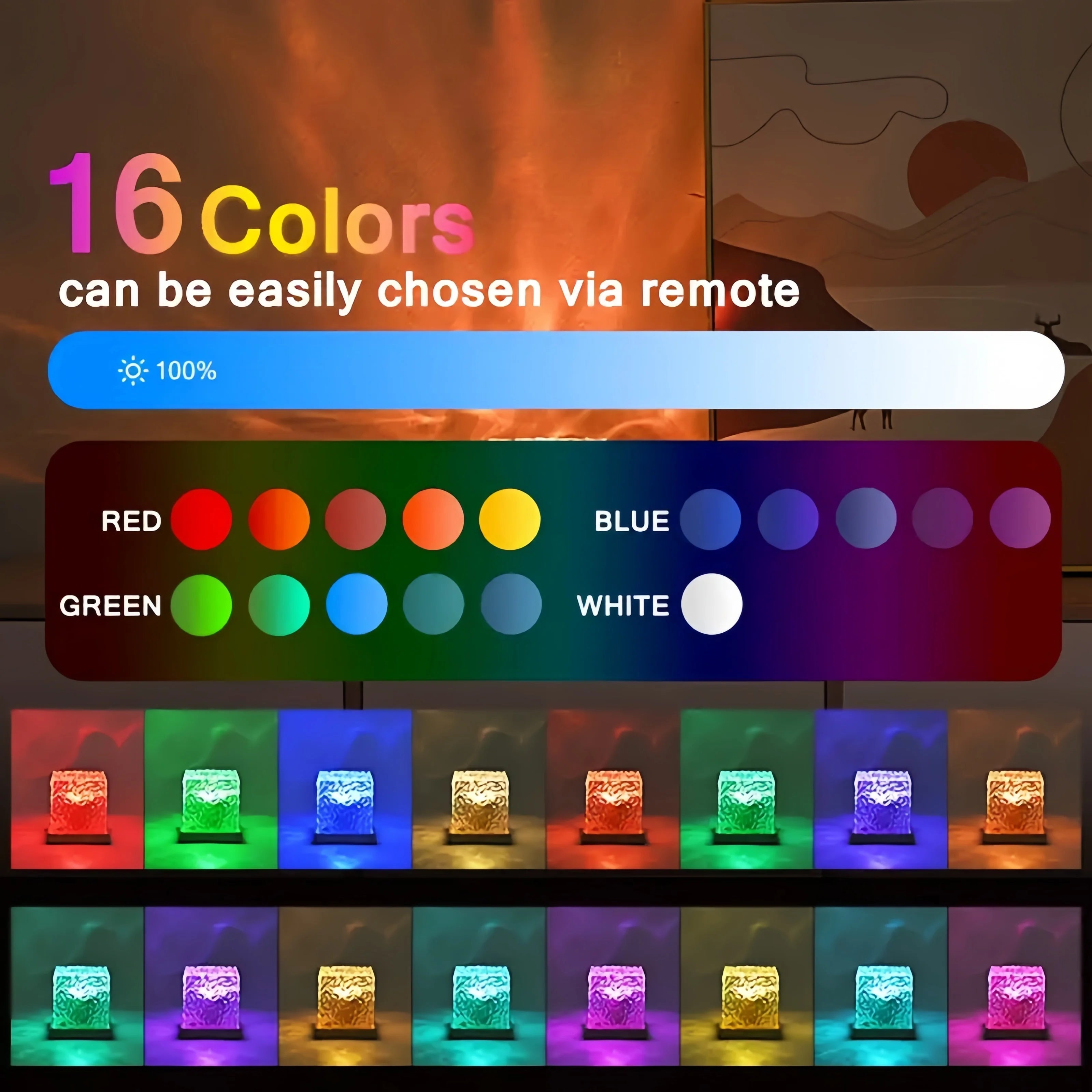 Lampe Projecteur Océan & Aurore Boréale – Effet Ondes d’Eau RGB, 16 Couleurs, Télécommande, Veilleuse LED USB pour Chambre, Salon & Bureau